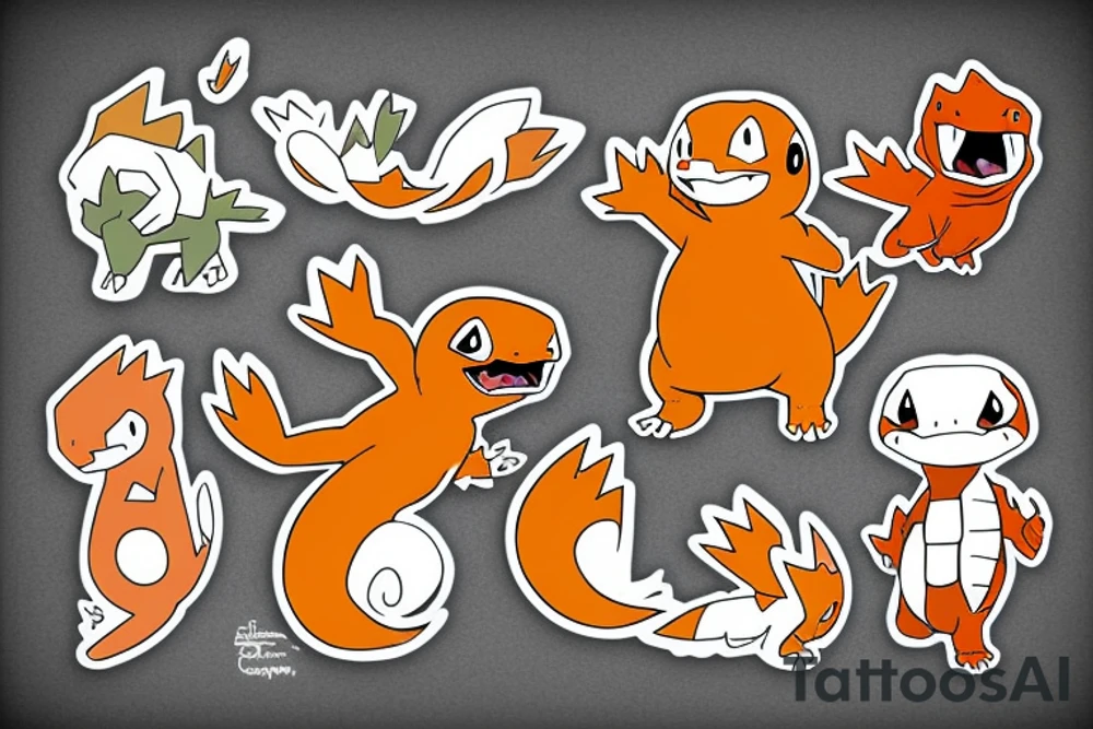 Charmander on a totodile tattoo idea