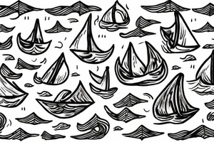 Paper boat on waves with anchor and says you can't set sail with your anchor down you can't steer no boat by looking back at the wake tattoo idea