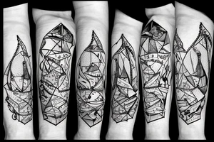 Paper boat on waves with anchor and says you can't set sail with your anchor down you can't steer no boat by looking back at the wake tattoo idea
