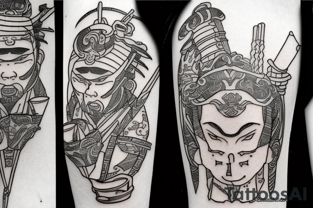 samurai drink tea tattoo idea