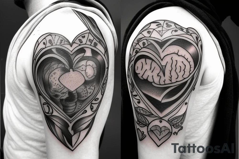 libra with a heart and a brain inside tattoo idea