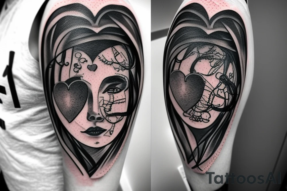 libra with a heart and a brain inside tattoo idea