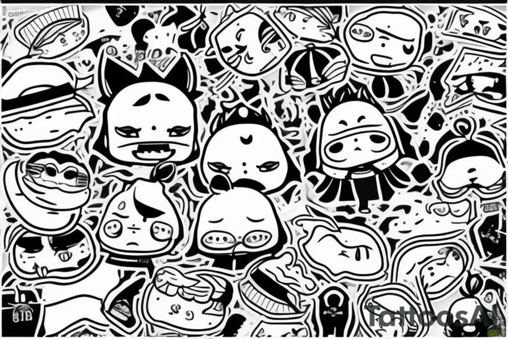 Taco with kawaii face tattoo idea