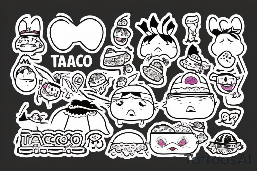 Taco with kawaii face tattoo idea