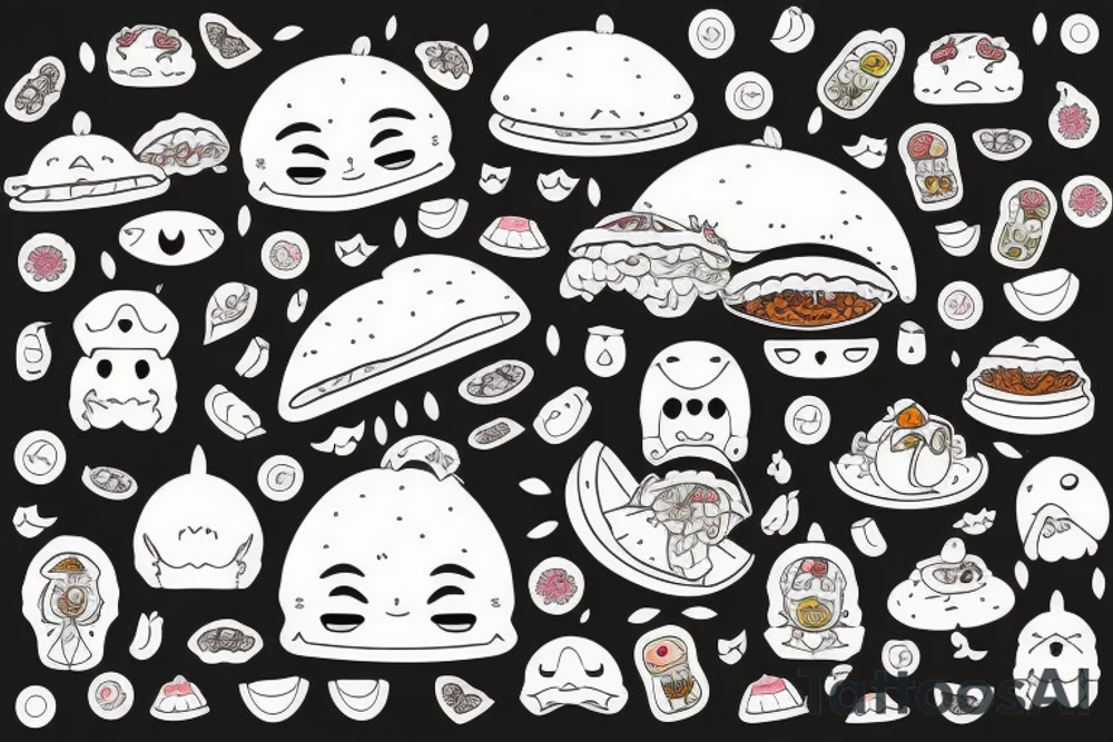 Taco with kawaii face tattoo idea