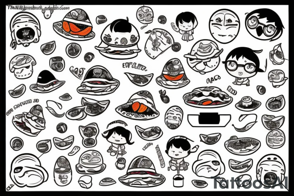 Taco with kawaii face tattoo idea
