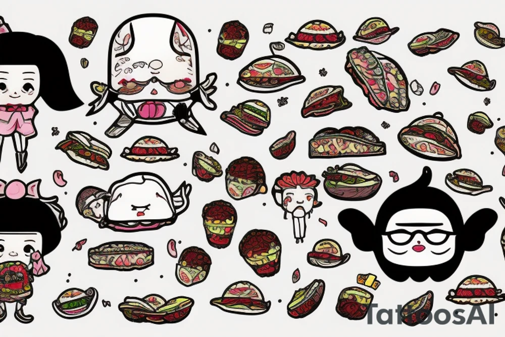 Taco with kawaii face tattoo idea