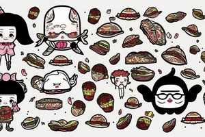 Taco with kawaii face tattoo idea