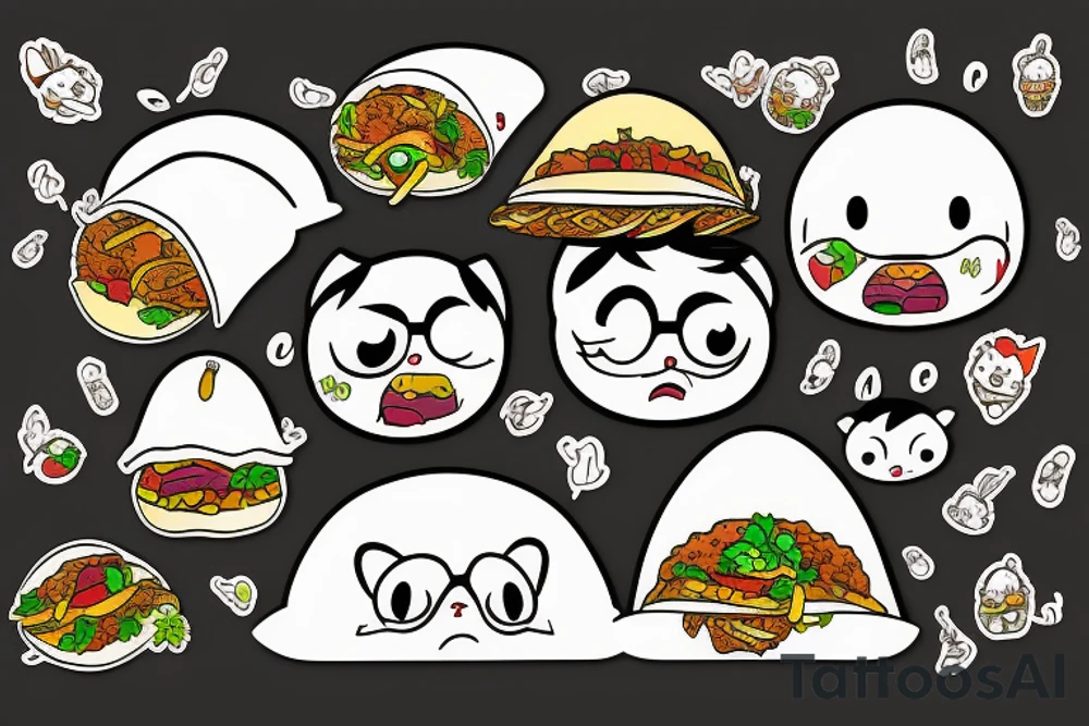Taco with kawaii face tattoo idea