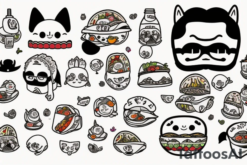 Taco with kawaii face tattoo idea