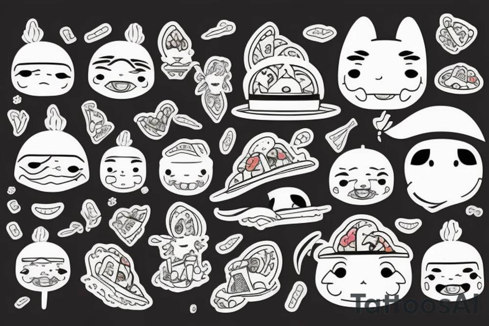 Taco with kawaii face tattoo idea