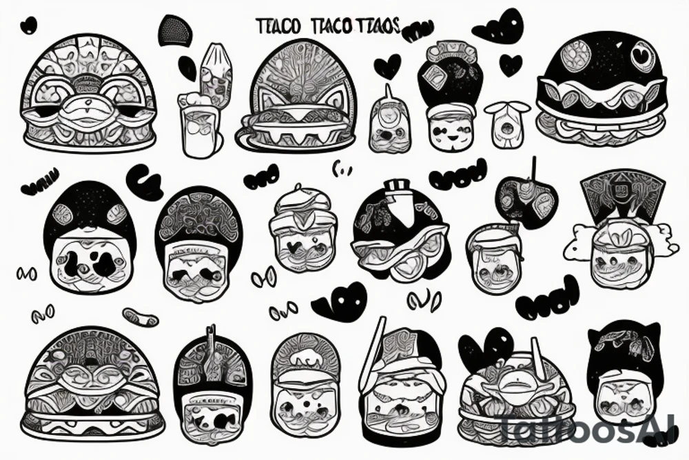 Kawaii tacos tattoo idea