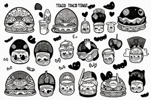 Kawaii tacos tattoo idea