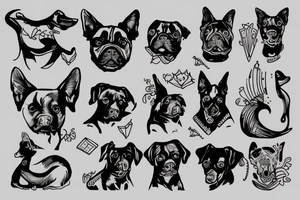 black dog in black lines tattoo idea
