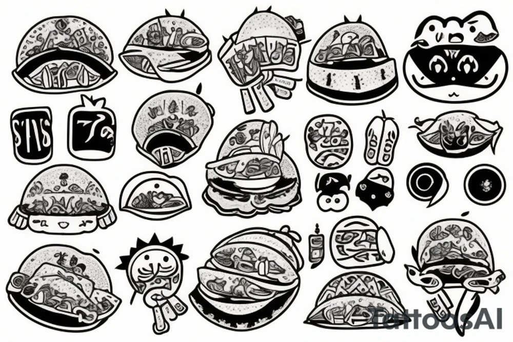 Kawaii tacos tattoo idea