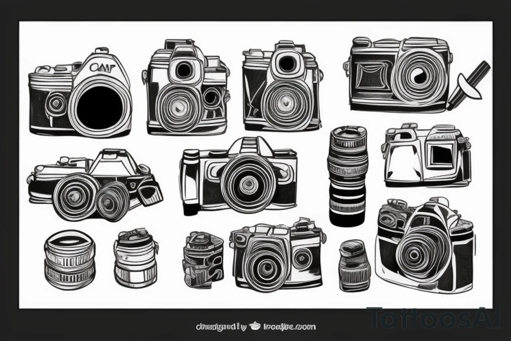 Camera, sneaker, car tattoo idea