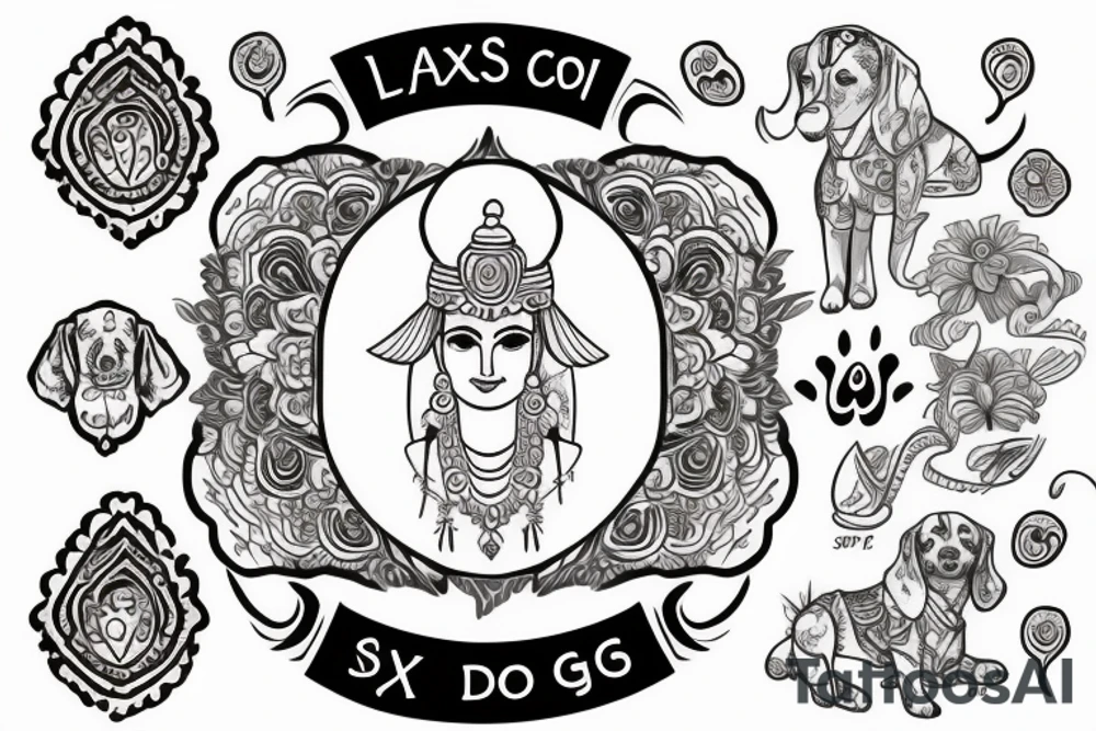 2103 Laxmi name And With Dog tattoo idea