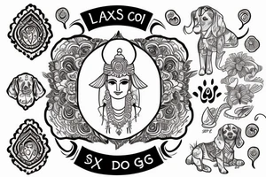 2103 Laxmi name And With Dog tattoo idea