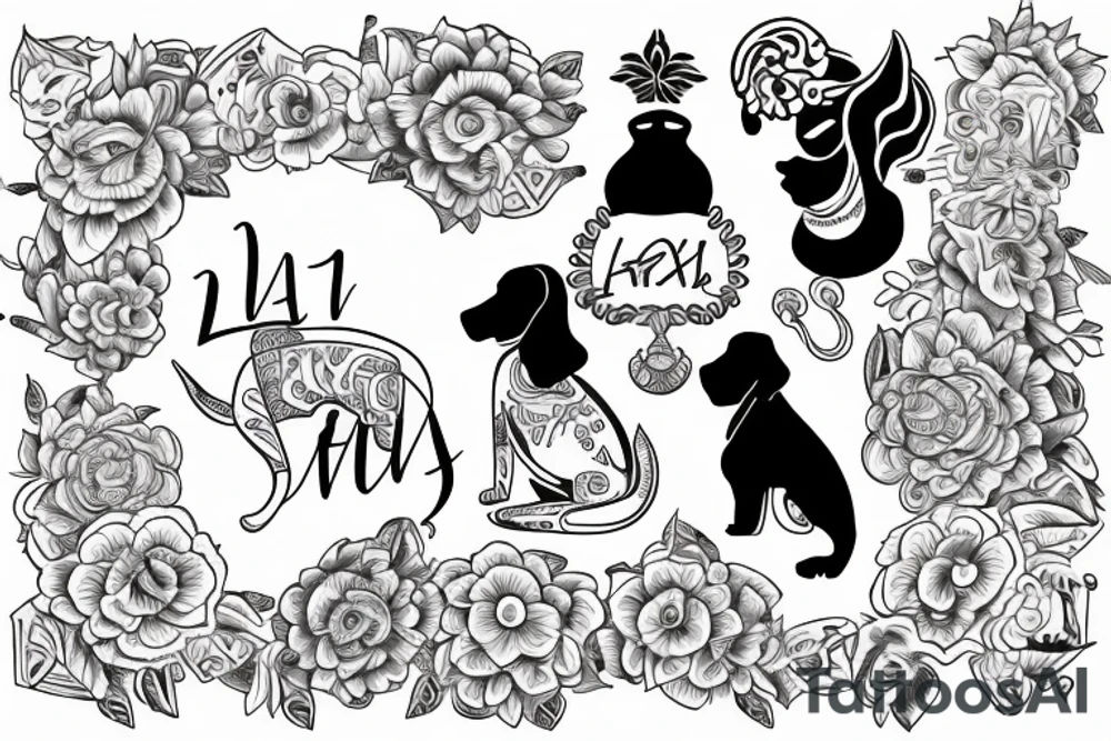 2103 Laxmi name And With Dog tattoo idea