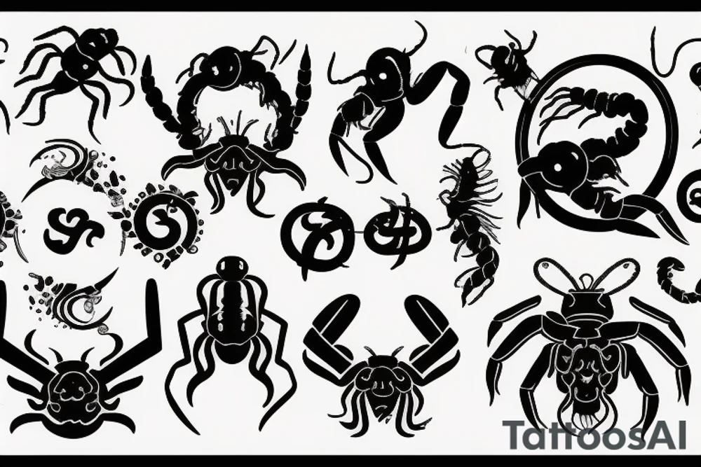 combine Gemini zodiac sign with scorpions tattoo idea