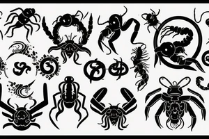 combine Gemini zodiac sign with scorpions tattoo idea