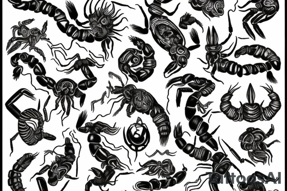 combine Gemini zodiac sign with scorpions tattoo idea