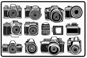 Camera photographing a car in the shape of a sneaker tattoo idea