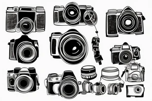 Camera photographing a car in the shape of a sneaker tattoo idea