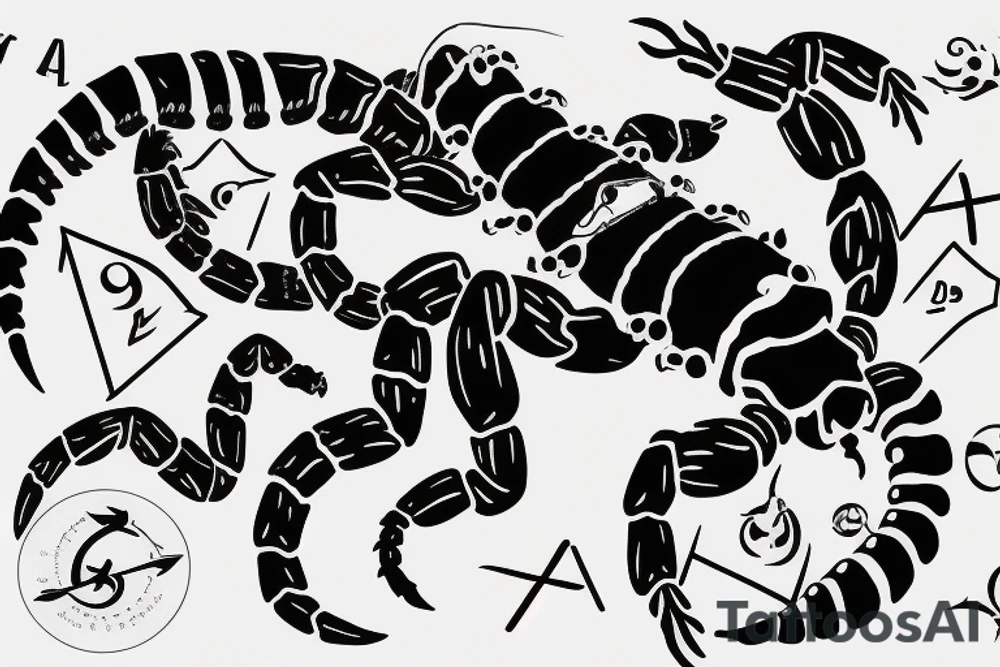a scorpion with a gemini zodiac sign tattoo idea