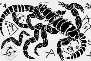 a scorpion with a gemini zodiac sign tattoo idea