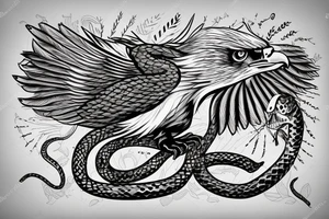 Eagle with a snake in paws tattoo idea