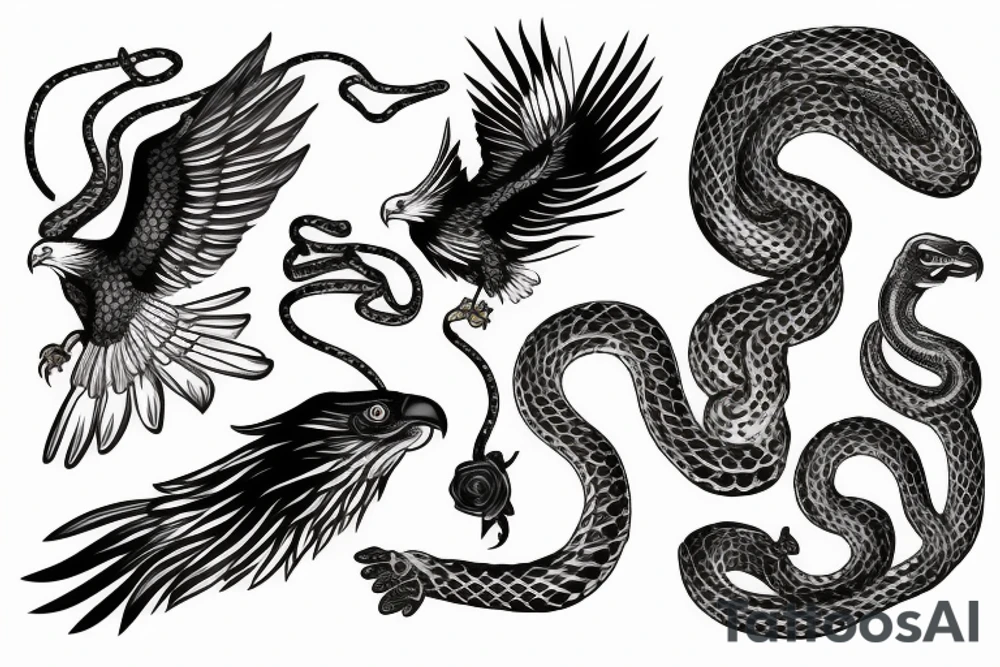 Eagle with a snake in paws tattoo idea