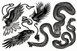 Eagle with a snake in paws tattoo idea
