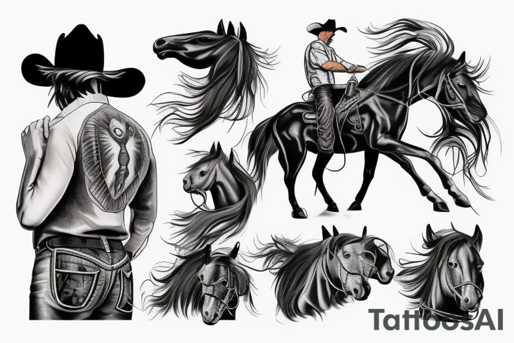 Cowboy riding a horse in Monana tattoo idea