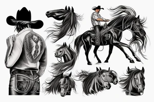 Cowboy riding a horse in Monana tattoo idea