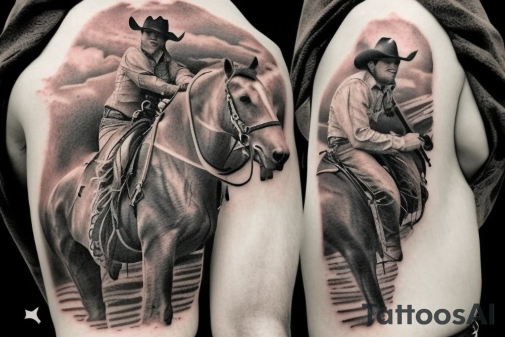 Cowboy riding a horse in Montana tattoo idea