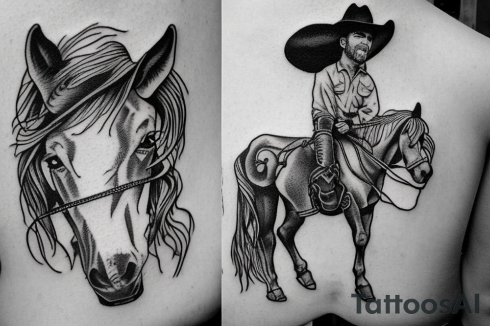 Cowboy riding a horse in Montana tattoo idea