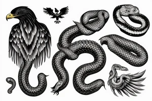 Eagle with a snake in paws tattoo idea