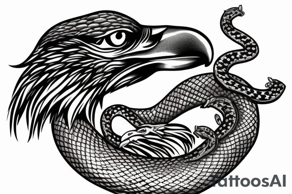 Eagle with a snake in paws tattoo idea