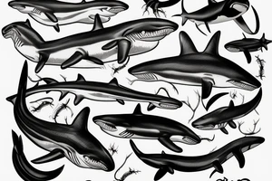 Orca shark spider hawk snake tattoo idea