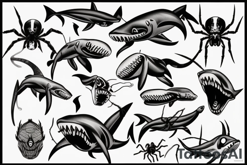 Spider shark tattoo idea