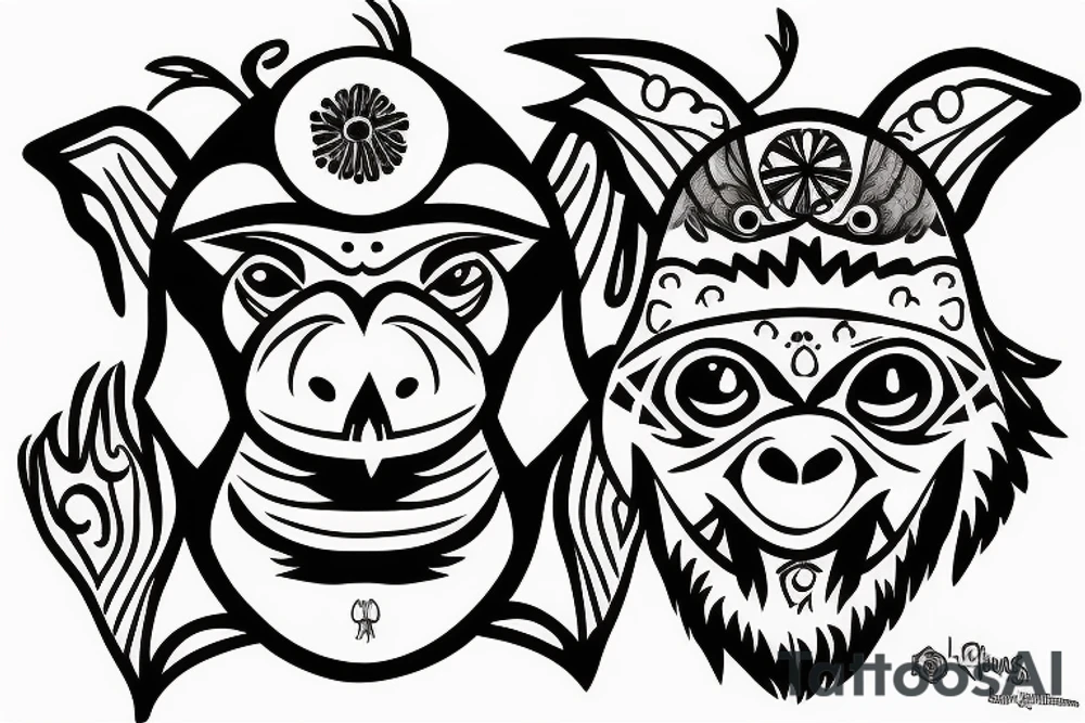monkey walking spirit fire eyes tattoo idea