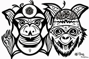 monkey walking spirit fire eyes tattoo idea