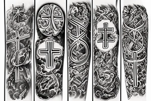 Orthodox cross
Air 
Fire
Earth 
Water tattoo idea