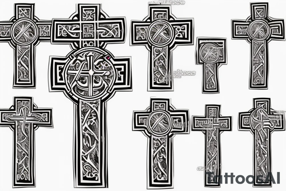 Orthodox cross
Air 
Fire
Earth 
Water tattoo idea