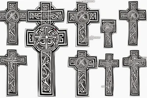 Orthodox cross
Air 
Fire
Earth 
Water tattoo idea