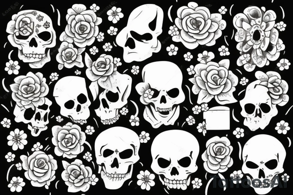 Graveyard with flower tattoo idea