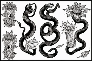 a snake with a datura flower in its mouth tattoo idea