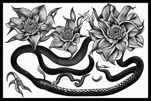 a snake with a datura flower in its mouth tattoo idea