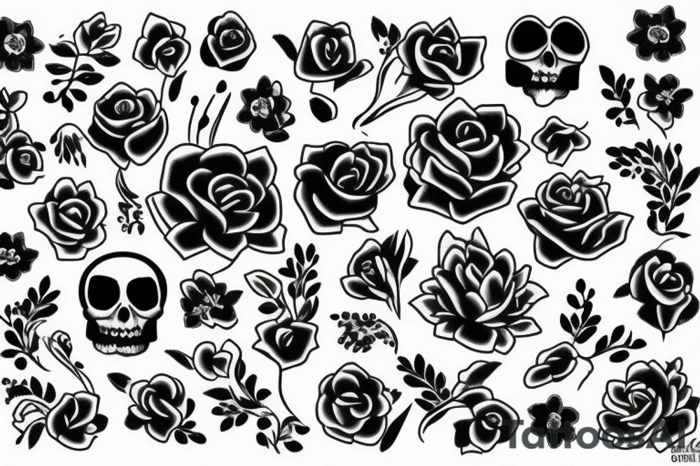 Grave with flower tattoo idea